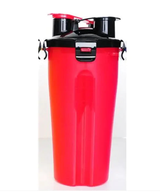 2-in-1 Portable Pet Water Bottle | Food Dispenser with Collapsible Silicone Bowl