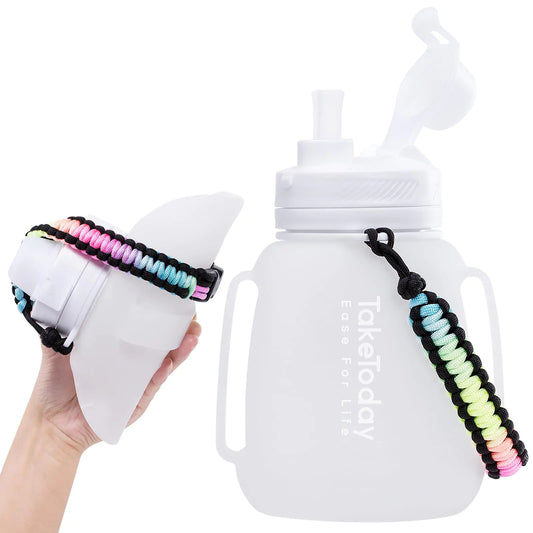 TakeToday | Motivational Collapsible Water Bottle with Straw and Paracord Handle