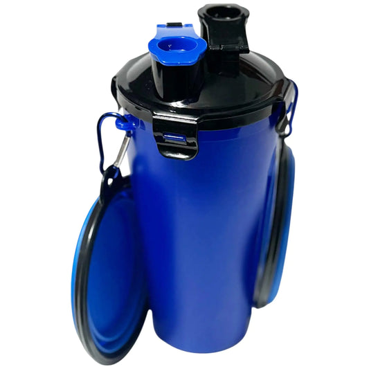 2-in-1 Blue Beam | Pet Water Bottle | Collapsible Food Container Attached